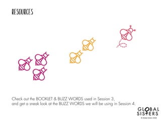 Check out the BOOKLET & BUZZ WORDS used in Session 3,
and get a sneak look at the BUZZ WORDS we will be using in Session 4.
© Global Sisters 2018
27
 