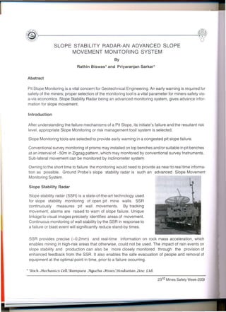 SLOPE STABILITY RADAR-AN ADVANCED SLOPE MOVEMENT MONITORING SYSTEM