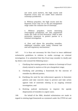 136
Judgment-PILST.92252.2020+4
not cover such matters, the high courts and
Supreme Court may act under their inherent
con...