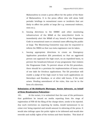 146
Judgment-PILST.92252.2020+4
Maharashtra to create a press officer for the police of the State
of Maharashtra. It is th...