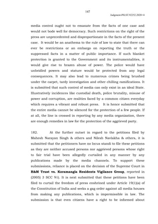 147
Judgment-PILST.92252.2020+4
media control ought not to emanate from the facts of one case and
would not bode well for ...
