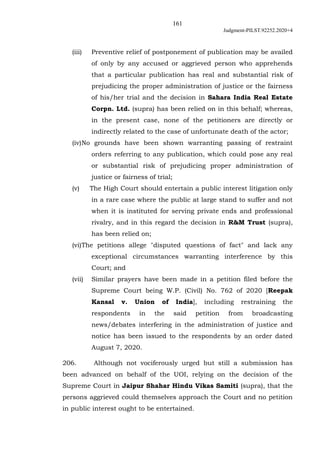 161
Judgment-PILST.92252.2020+4
(iii) Preventive relief of postponement of publication may be availed
of only by any accus...