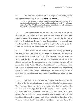 171
Judgment-PILST.92252.2020+4
223. We are also reminded at this stage of the extra-judicial
writing of Lord Denning, MR ...
