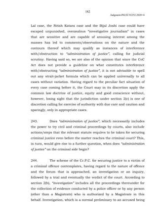 182
Judgment-PILST.92252.2020+4
Lal case, the Nitish Katara case and the Bijal Joshi case could have
escaped unpunished, o...