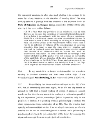 188
Judgment-PILST.92252.2020+4
the impugned provision is ultra vires and whether it is required to be
saved by taking rec...