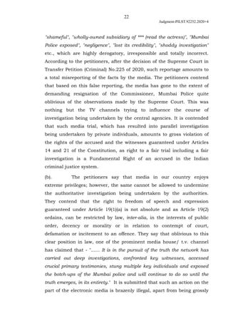 22
Judgment-PILST.92252.2020+4
"shameful", "wholly-owned subsidiary of *** (read the actress)", "Mumbai
Police exposed", "...