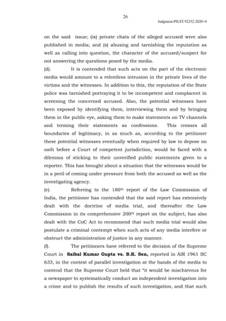 26
Judgment-PILST.92252.2020+4
on the said issue; (ix) private chats of the alleged accused were also
published in media; ...