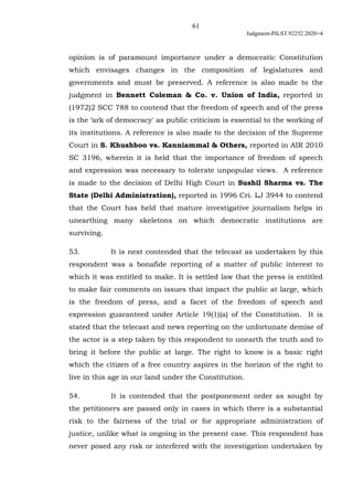 61
Judgment-PILST.92252.2020+4
opinion is of paramount importance under a democratic Constitution
which envisages changes ...
