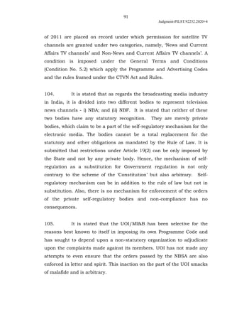 91
Judgment-PILST.92252.2020+4
of 2011 are placed on record under which permission for satellite TV
channels are granted u...