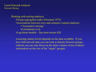 Local Network Analysis
Network Structure: volume
Network Size
0
5
10
15
20
25
30
0 1 2 3 4 5 6+
1985
2004
From time to tim...