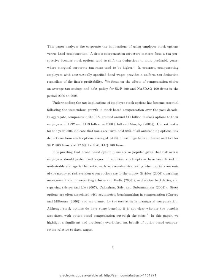 Stock options tax advantages