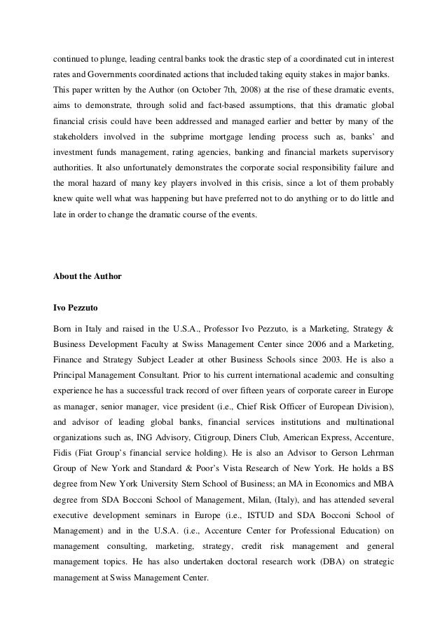 Global financial crisis essay