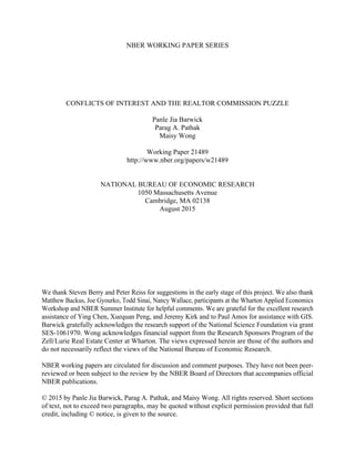 Conflicts of Interest And the REALTOR Commission Puzzle | PDF