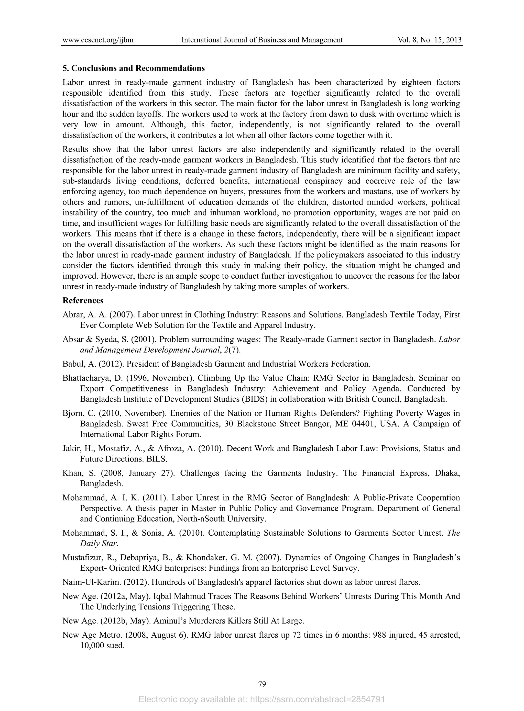 Labor Unrest in the Readymade Garment Industry of Bangladesh | PDF