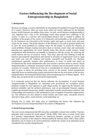 Factors Influencing the Development of Social Entrepreneurship in ...