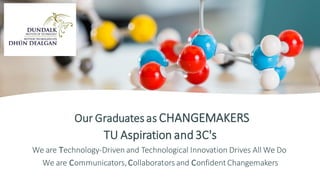 Technology
Changemakers
Our Graduates as CHANGEMAKERS
TU Aspiration and3C's
We are Technology-Driven and Technological Innovation Drives All We Do
We are Communicators,Collaborators and Confident Changemakers
 