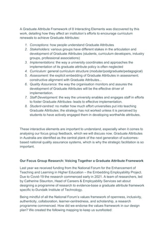 Afn Graduate Attributes Developing a Graduate Attribute Framework in Higher Education - Focus ...