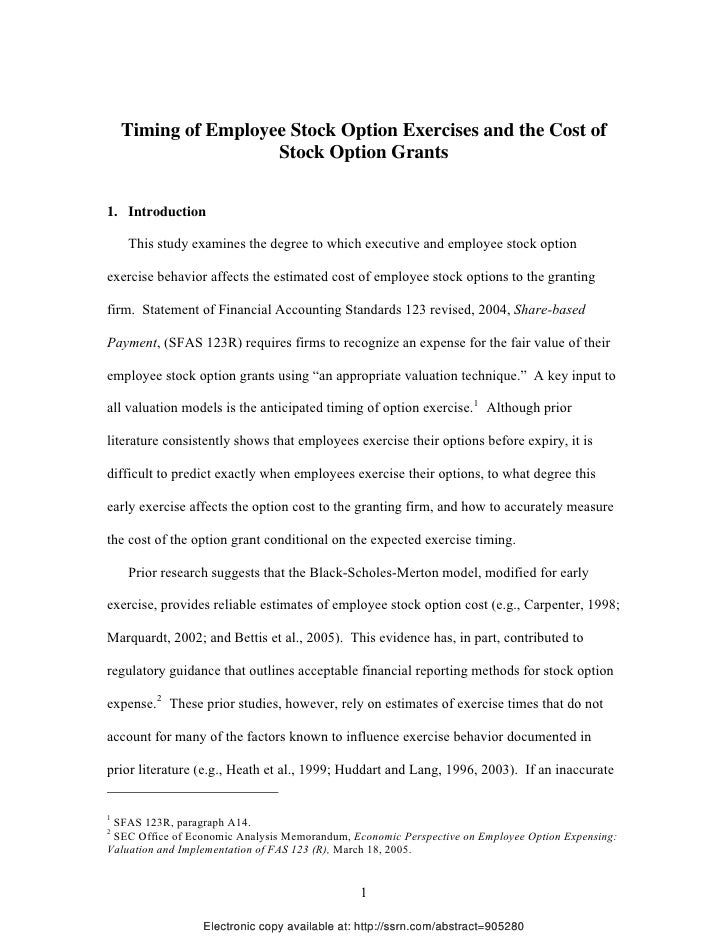 Employee stock options grant price