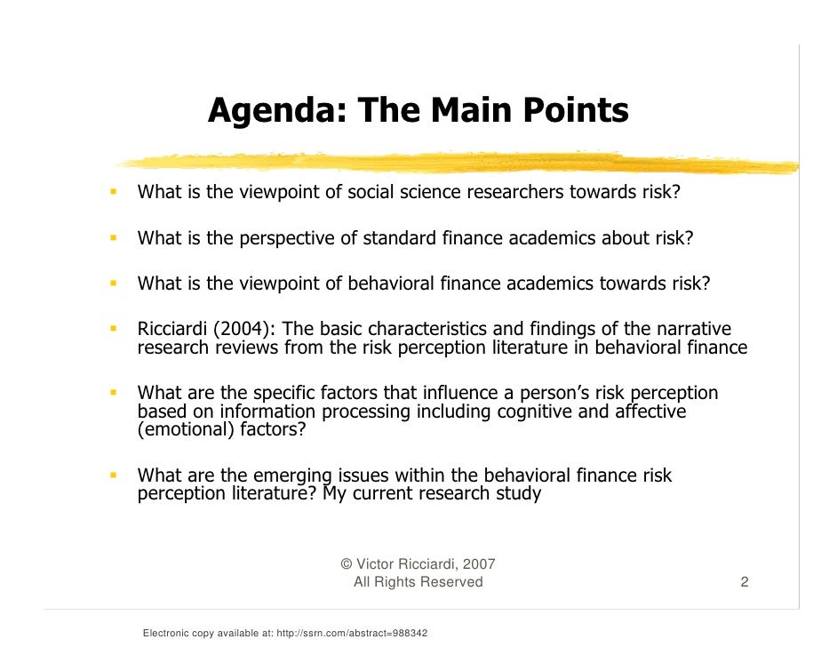 literature review on risk perception
