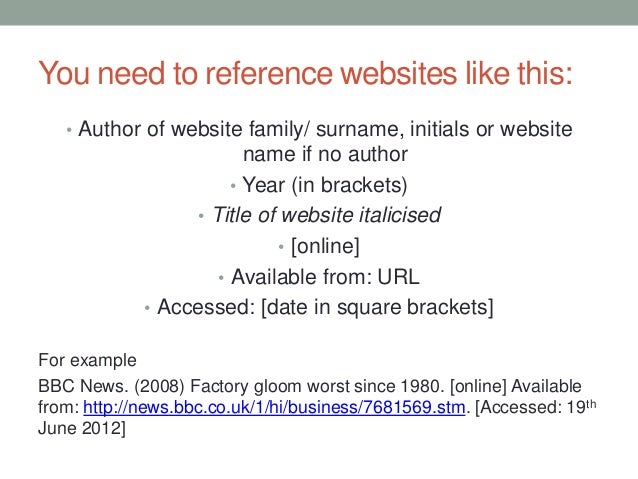 referencing a website