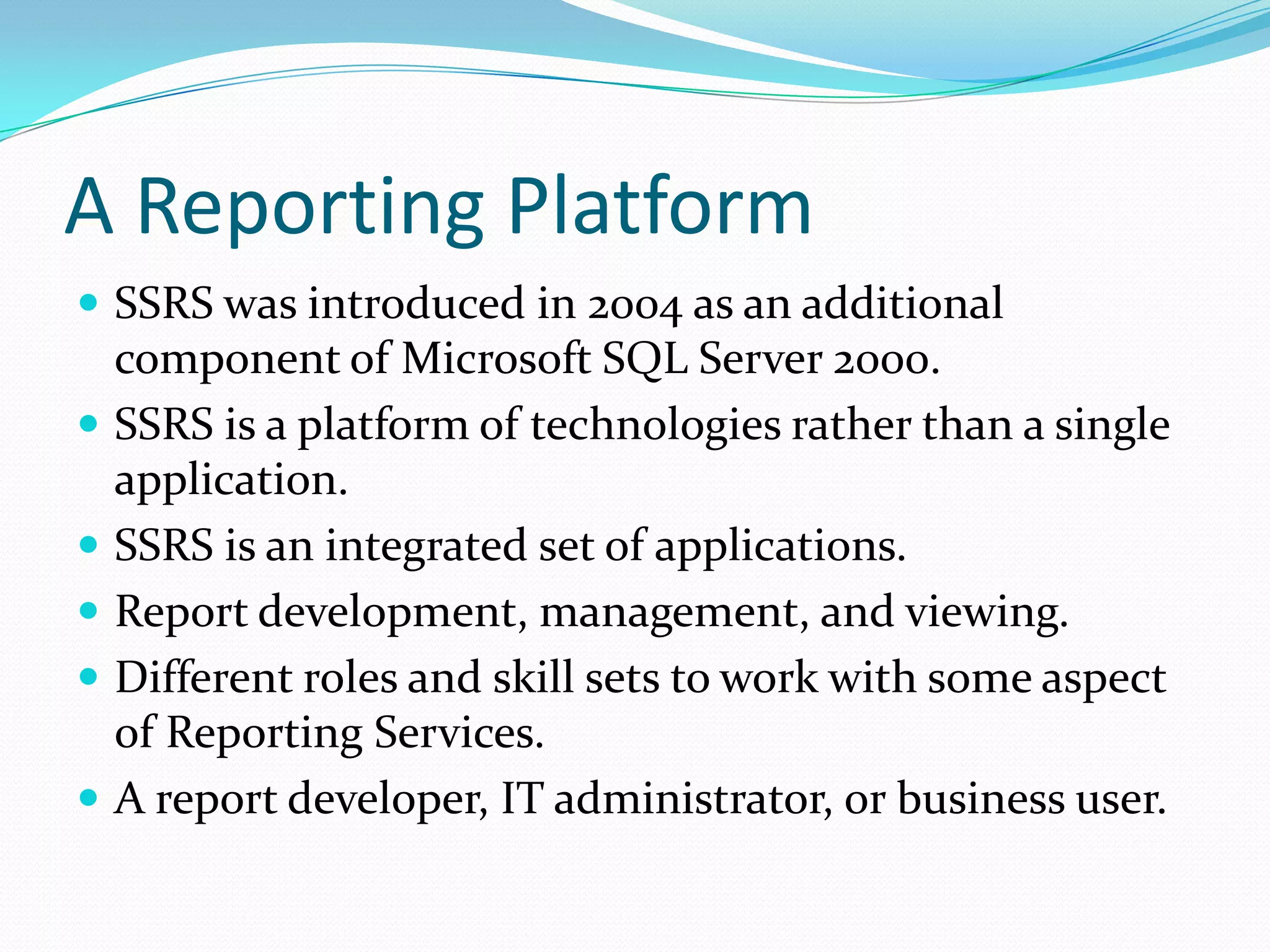 SQL Server Reporting Services | PPTX | Databases | Computer Software ...