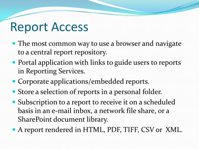 SQL Server Reporting Services | PPTX | Databases | Computer Software ...