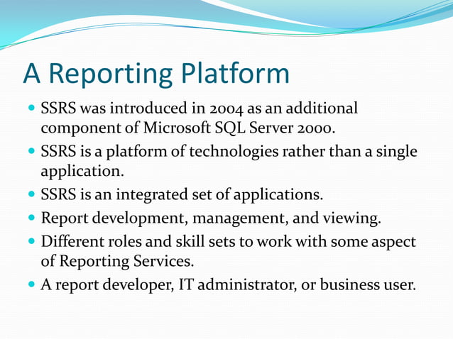 SQL Server Reporting Services | PPTX | Databases | Computer Software ...