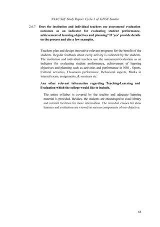 NAAC IQAC SSR Sample edited for betterment | PDF