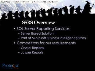 Ssrs and sharepoint there and back again - SQL SAT Fargo