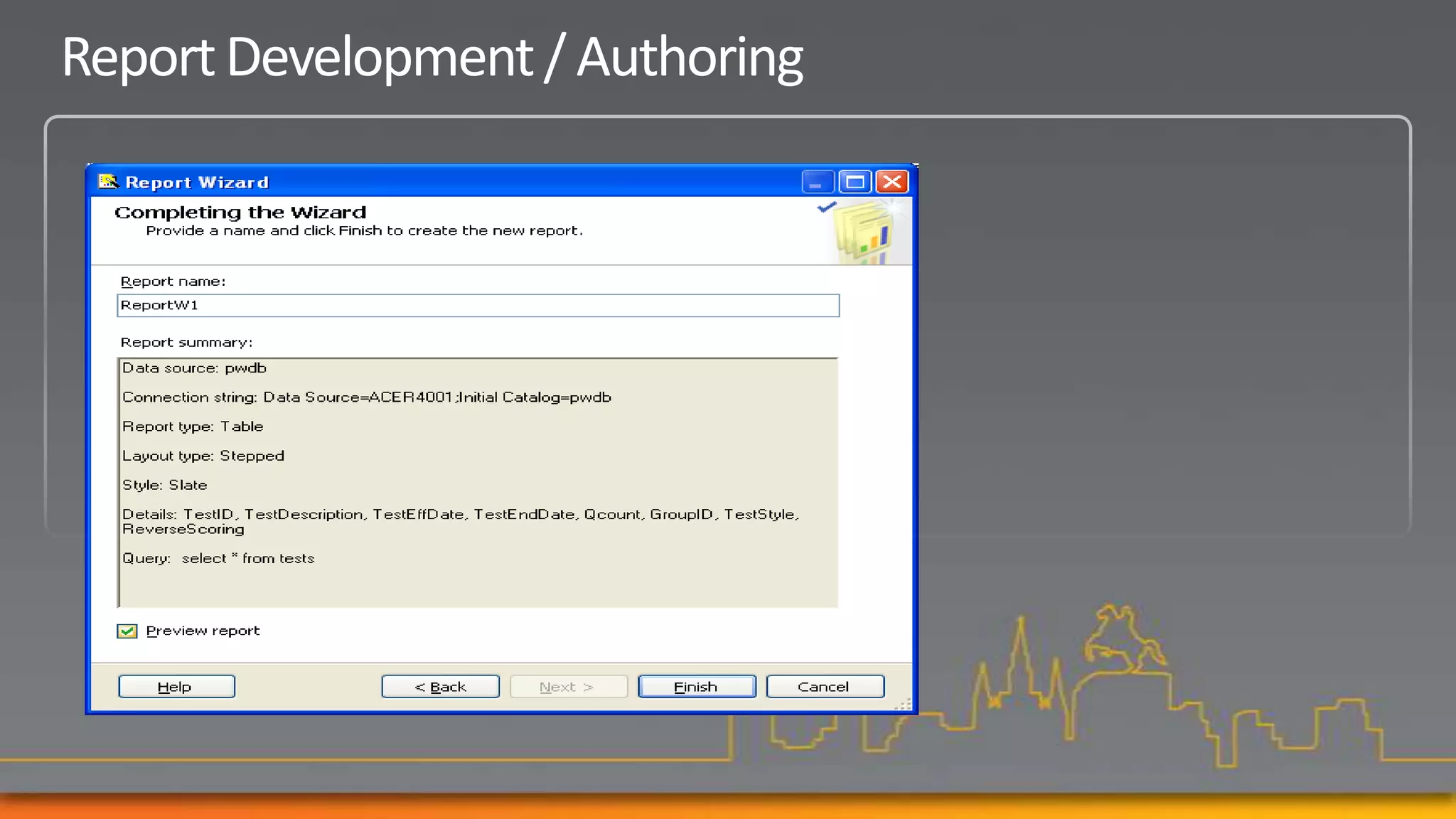 Report Development / Authoring
 