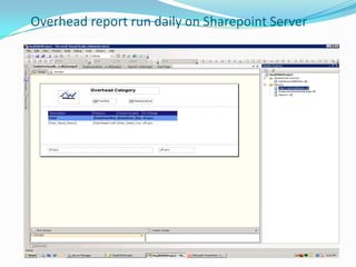     Overhead report run daily on Sharepoint Server