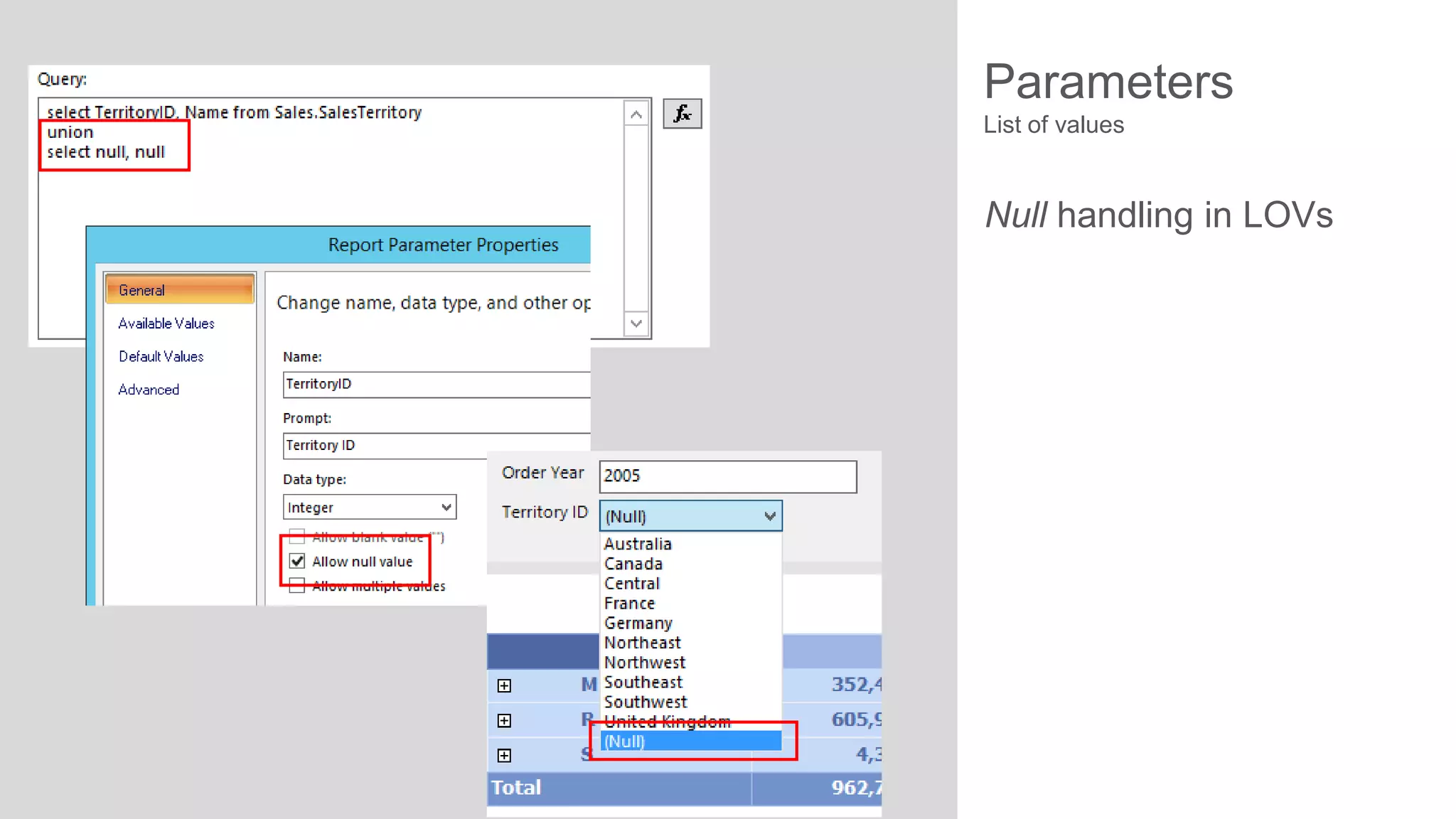 Parameters
List of values

Null handling in LOVs

 