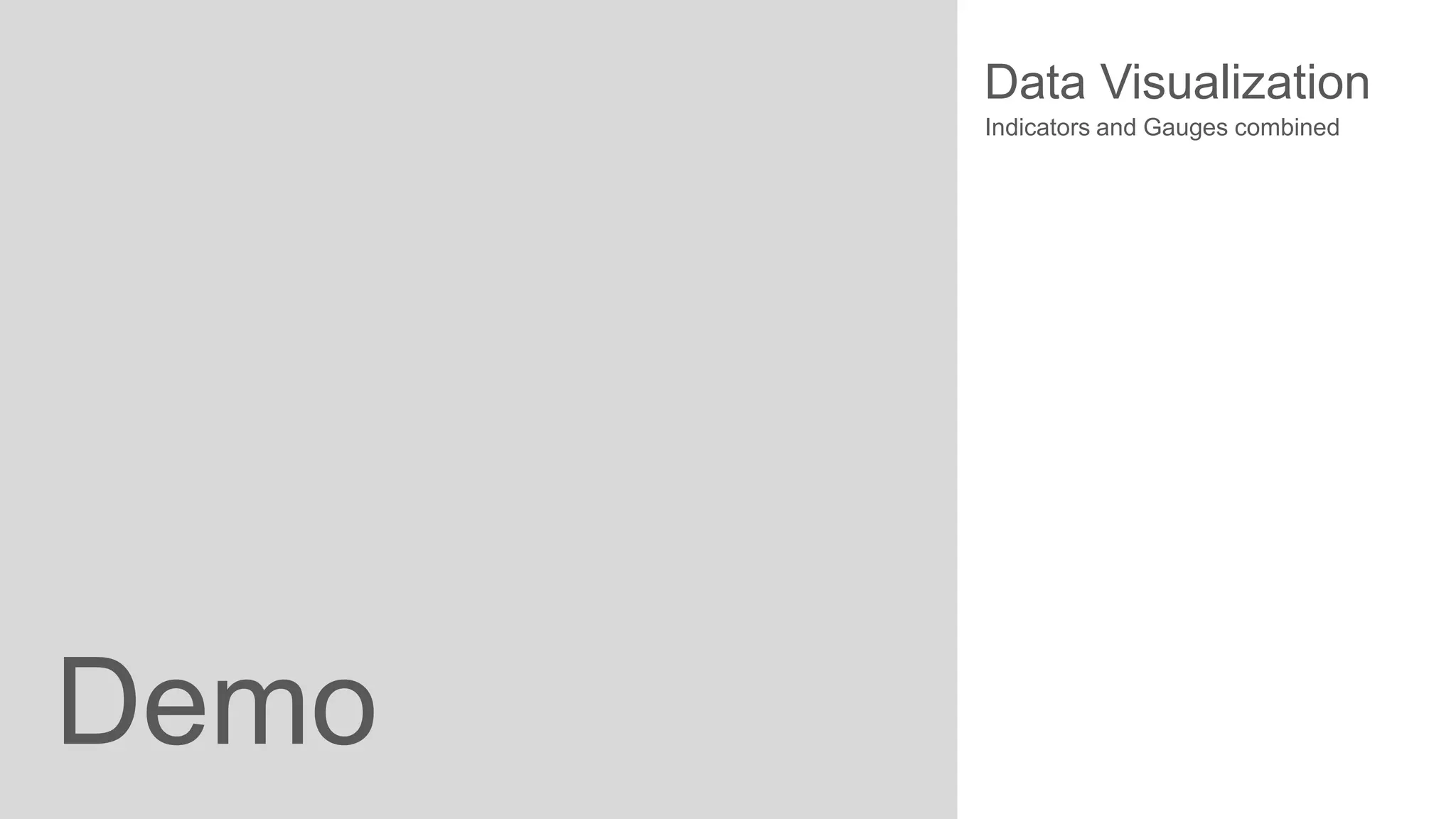 Data Visualization
Indicators and Gauges combined

Demo

 