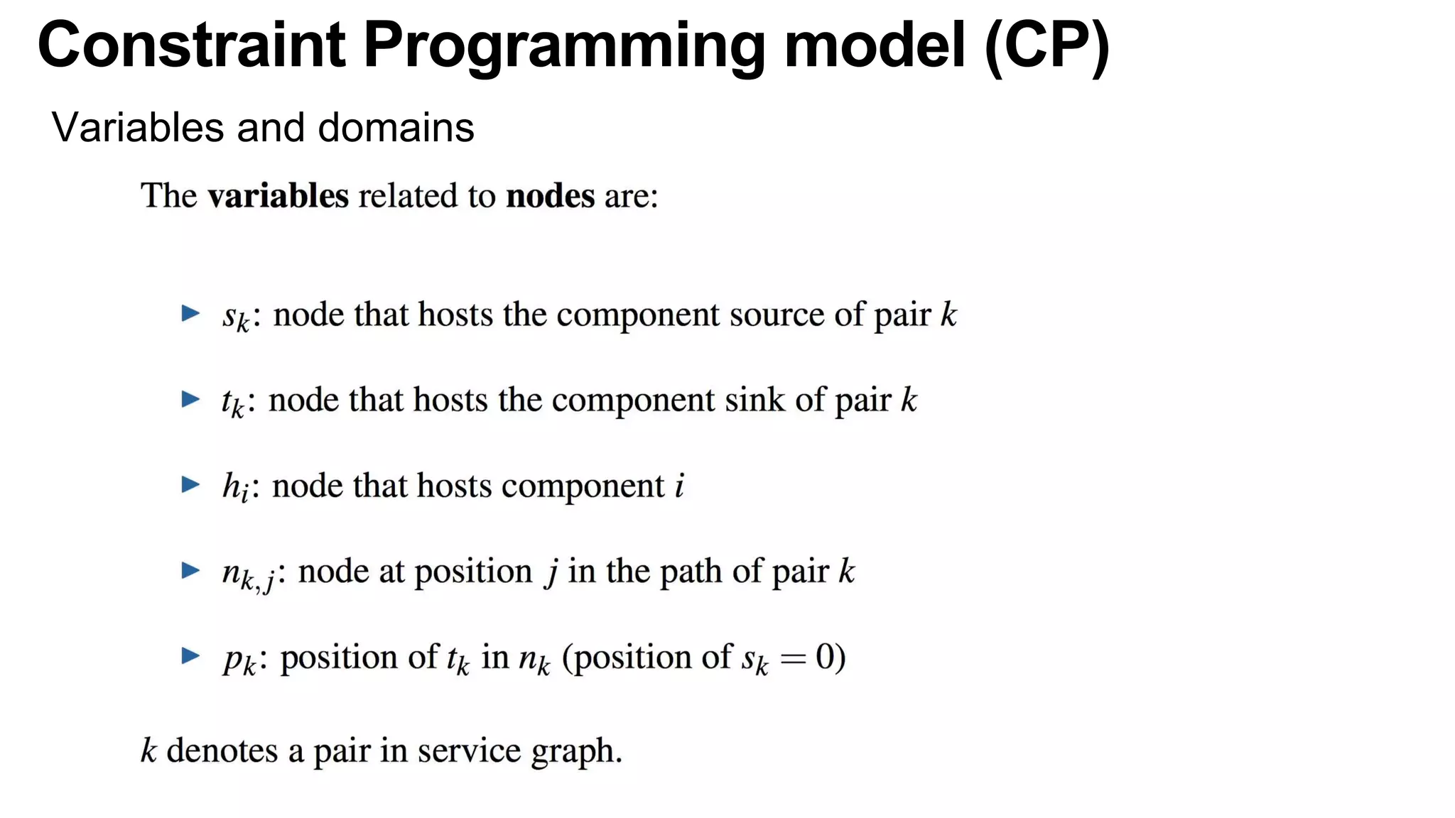 34
Constraint Programming model (CP)
Variables and domains
 