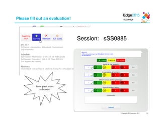© Copyright IBM Corporation 2015 36
Some great prizes
to be won!
Please fill out an evaluation!
Session: sSS0885
 