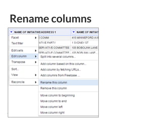 Rename columns
 