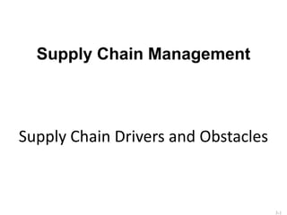 Supply Chain Management

Supply Chain Drivers and Obstacles

3-1

 