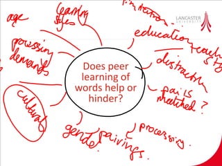 Does peer
learning of
words help or
hinder?