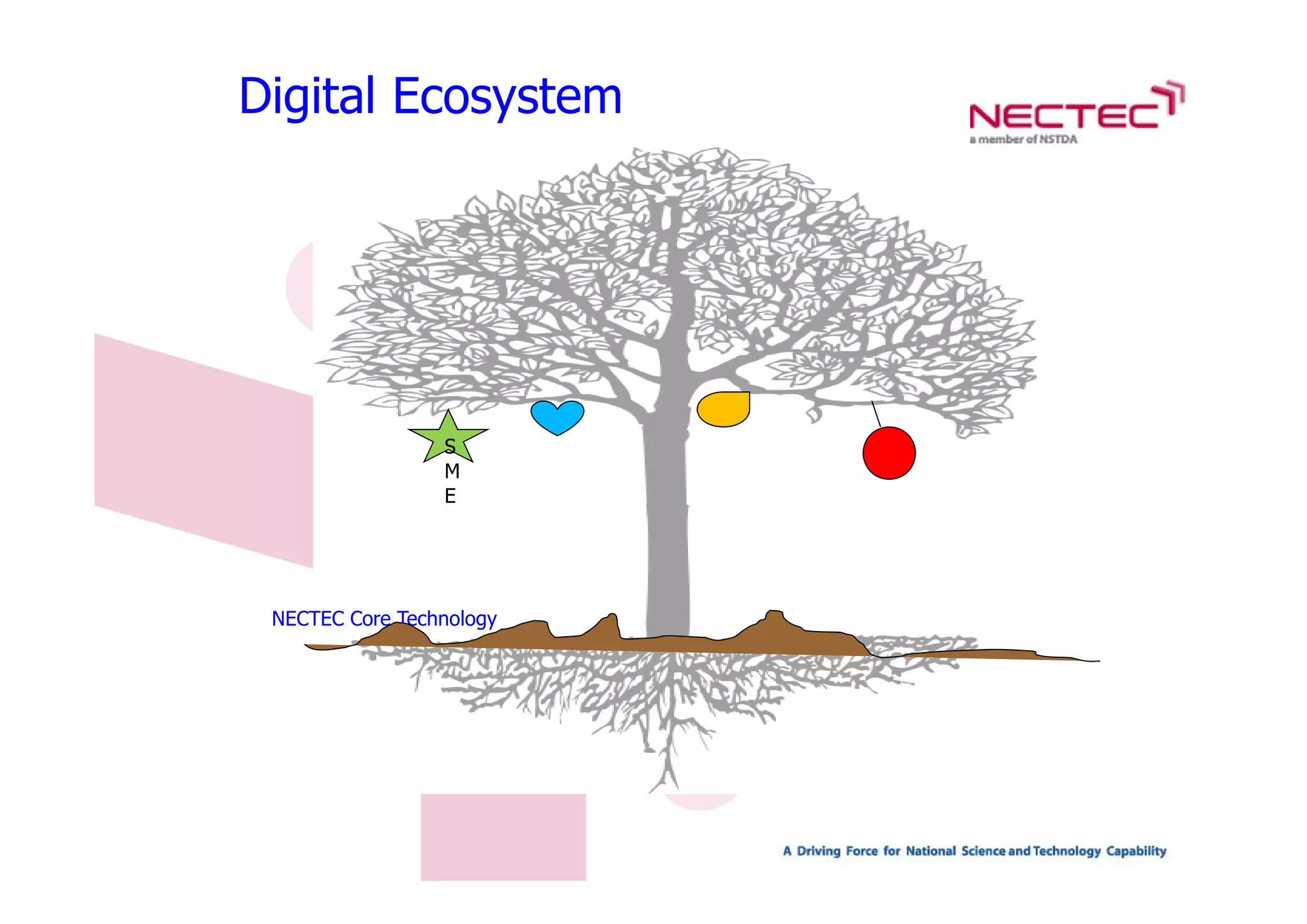 Digital Ecosystem




                 S
                 M
                 E




 NECTEC Core Technology
 