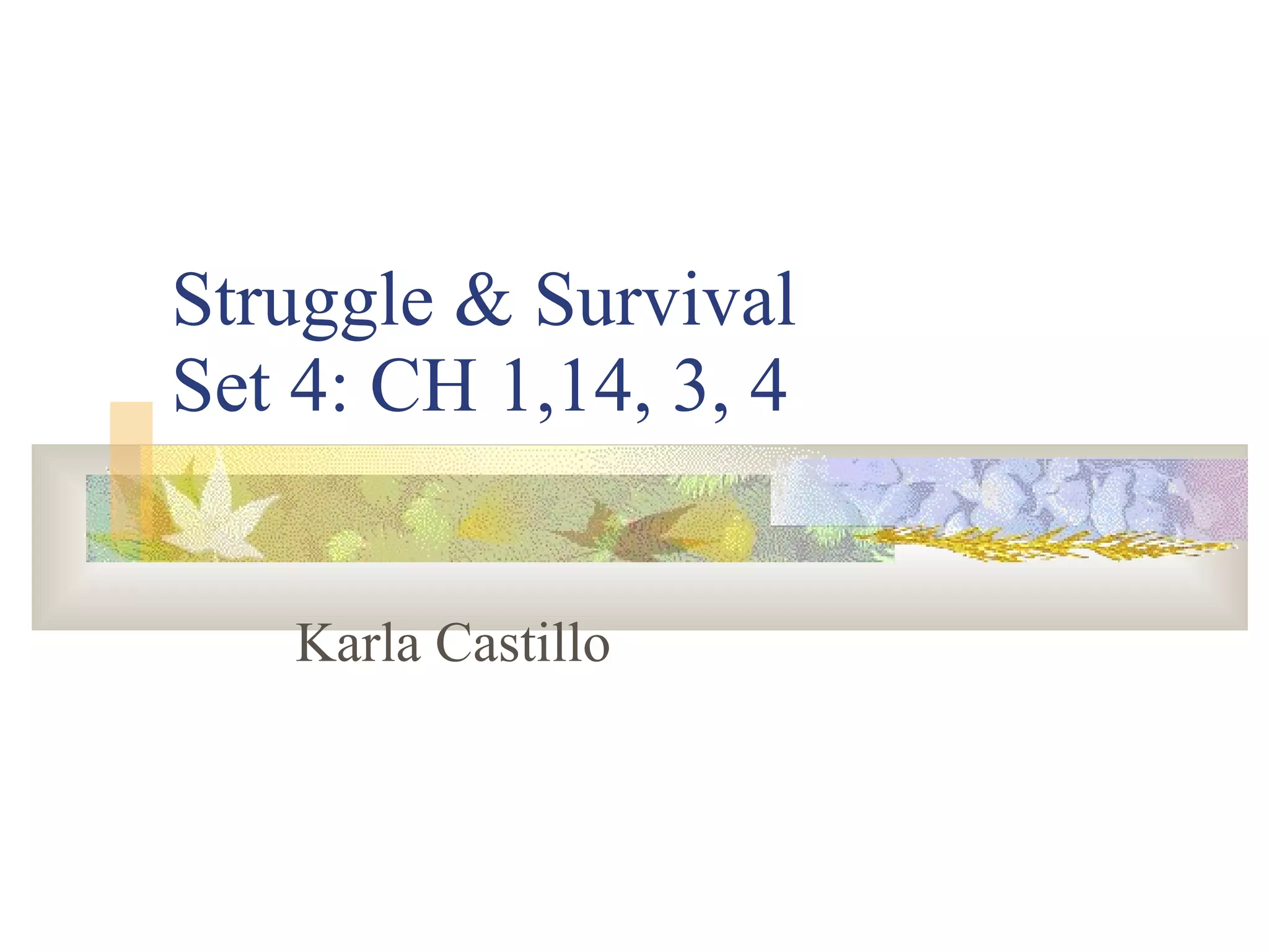 Struggle & Survival Set 4: CH 1,14, 3, 4 Karla Castillo