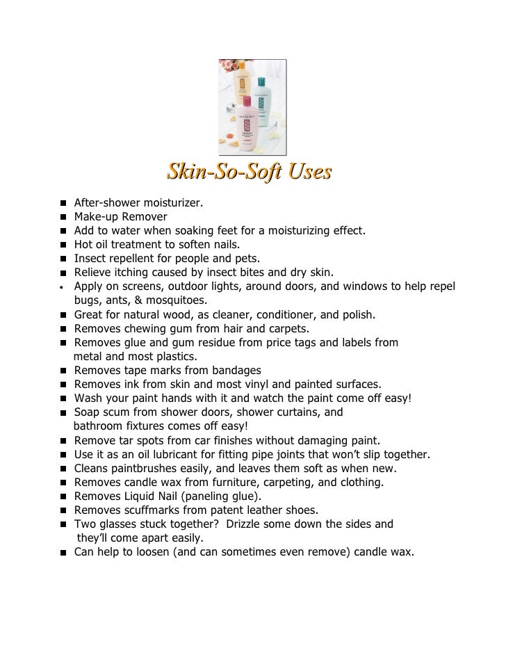 Avon's Skin so Soft Oil uses