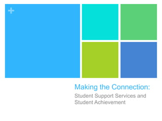 +




    Making the Connection:
    Student Support Services and
    Student Achievement
 