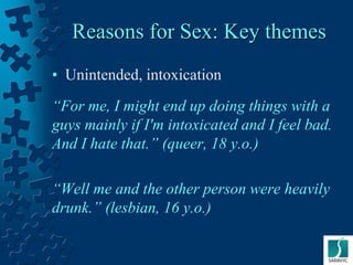 Reasons why sexual minority girls in the United States have sex ...