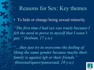 Reasons why sexual minority girls in the United States have sex with …