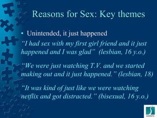 Reasons why sexual minority girls in the United States have sex with …