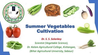 Dr. S. S. Solankey
Scientist (Vegetable Science),
Dr. Kalam Agricultural College, Kishanganj
(Bihar Agricultural University, Sabour)
Summer Vegetables
Cultivation
1
 