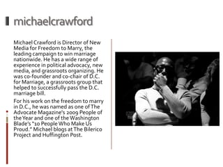 brucecarrollBruce Carroll has been involved in Republican politics since he was 14 years old, growing in Chester County, Pennsylvania. He credits his Mom for becoming involved in politics and government as she worked for US Congressman Robert S. Walker (ret.) for 20 years.In addition to active involvement in Pennsylvania Republican grassroots campaigns, Bruce was elected as the youngest borough councilman in the State of Pennsylvania at the age of 21 in 1992. Bruce also served as a board member for the Philadelphia chapter of the Log Cabin Republicans in the late 1990s.In September 2004, Bruce launched the very successful gay conservative political blog - GayPatriot.org. GayPatriot was an original member of the PajamasMediablogger network. GayPatriot receives approximately 100,000 visitors each month and has had over 2.6 million unique visitors since its launch.Bruce's work experience includes 15 years in healthcare policy and government relations in the biotechnology industry. He currently resides in Charlotte, NC and lives with his partner of 10 years, John, and their two dogs Saxby and Shadow. Saxby was named after US Senator Saxby Chambliss after his surprising electoral win in 2002.