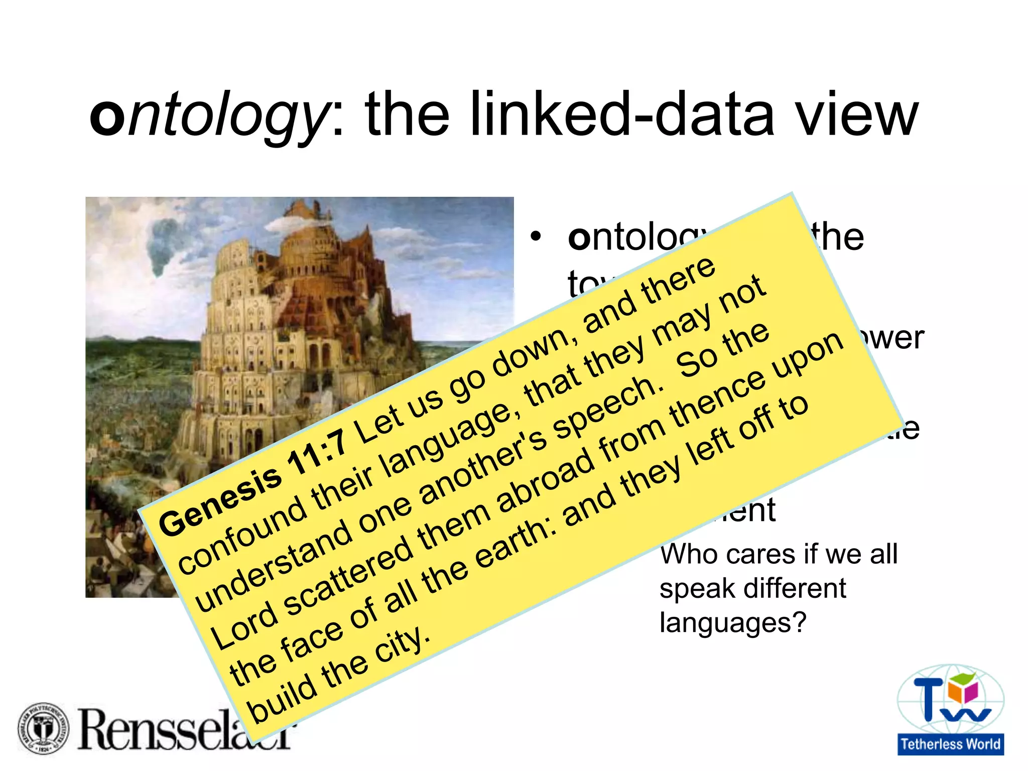 The bad news…The ontology story is still confused
