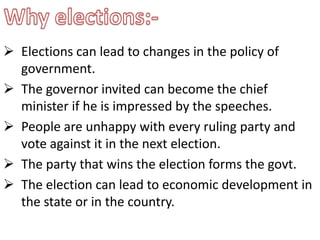 The party need not have not resigned after his party
 lost elections.
The country which have elections are said to be
 d...