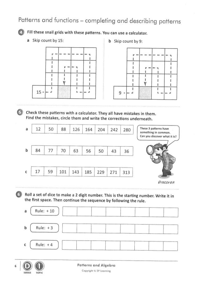 Complete the pattern worksheet picture